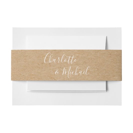 Rustic Kraft Onderschrift Uitnodigingen Wikkel (Voorkant Voorbeeld)