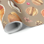 Rustic Kraft Oranje Slices Spices Anise Star Cadeaupapier (Rol Hoek)