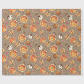 Rustic Kraft Oranje Slices Spices Anise Star Cadeaupapier (Vlak)