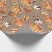 Rustic Kraft Oranje Slices Spices Anise Star Cadeaupapier (Hoek)