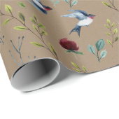 Rustic Kraft Paars Martins Birds Winter Garden Cadeaupapier (Rol Hoek)