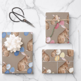 Rustic Kraft Paashaas Delen Paaseieren Hunt Inpakpapier Vel
