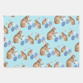 Rustic Kraft Paashaas Delen Paaseieren Hunt Inpakpapier Vel