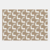 Rustic Kraft Painted Wood Reindeer Kerstbomen Inpakpapier Vel (Voorkant 3)