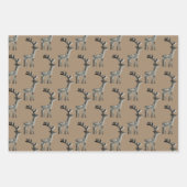 Rustic Kraft Painted Wood Reindeer Kerstbomen Inpakpapier Vel (Voorkant)