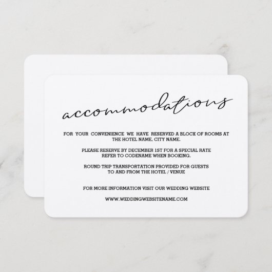 Rustic Kraft Paper Accommodatie-Kaarten Informatiekaartje (Voorkant / Achterkant)