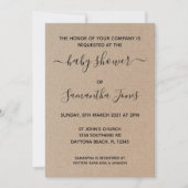Rustic Kraft Paper Baby shower Invitation Script Kaart (Voorkant)
