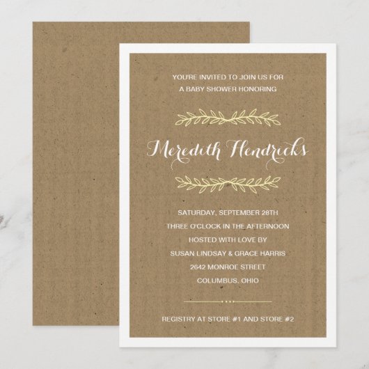 Rustic Kraft Paper | BABY SHOWER Kaart (Voorkant / Achterkant)