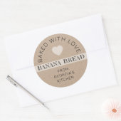 Rustic Kraft Paper Baked With Love Banana Bread Ronde Sticker (Envelop)