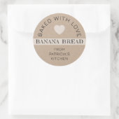 Rustic Kraft Paper Baked With Love Banana Bread Ronde Sticker (Tas)