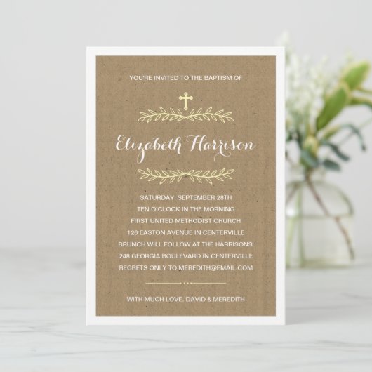 Rustic Kraft Paper | Baptisme/Christening Kaart (Staand voorkant)
