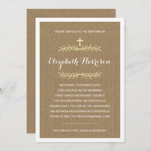 Rustic Kraft Paper | Baptisme/Christening Kaart (Voorkant / Achterkant)