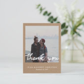 Rustic Kraft Paper Bedankt Handgeschreven Foto Briefkaart (Staand voorkant)
