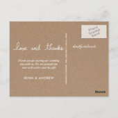 Rustic Kraft Paper Bedankt Script Hartfoto Briefkaart (Achterkant)