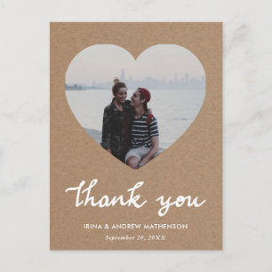 Rustic Kraft Paper Bedankt Script Hartfoto Briefkaart