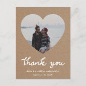 Rustic Kraft Paper Bedankt Script Hartfoto Briefkaart (Voorkant)