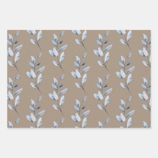 Rustic Kraft Paper Blue Eucalyptus Sprigs (Voorkant 3)