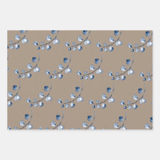 Rustic Kraft Paper Blue Eucalyptus Sprigs (Voorkant 2)