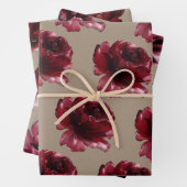 Rustic Kraft Paper Burgundy Red Peonies (In situ)