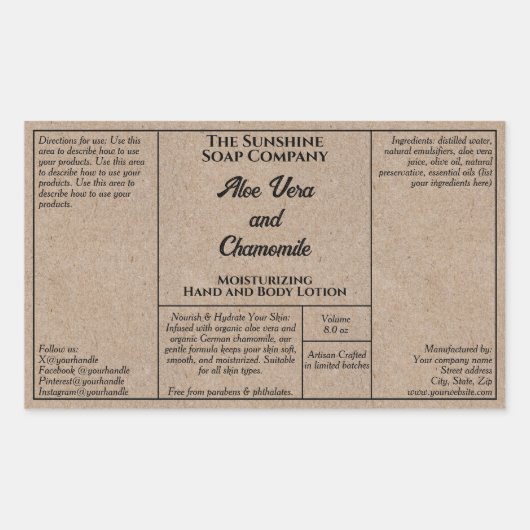 Rustic kraft paper cosmetics bottle label  (Voorkant)