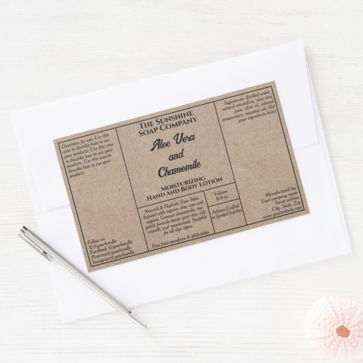 Rustic kraft paper cosmetics bottle label  (Envelop)