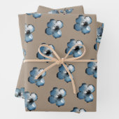 Rustic Kraft Paper Dusty Blue Flower Petals (In situ)