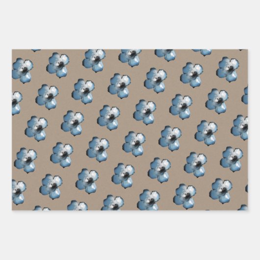 Rustic Kraft Paper Dusty Blue Flower Petals (Voorkant)