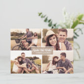 Rustic Kraft Paper Four Photo Collage Lijst Save The Date (Staand voorkant)