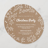 Rustic Kraft Paper Garland Border Kerstparty Kaart (Voorkant / Achterkant)