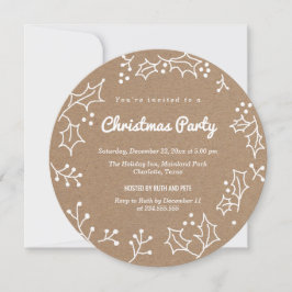 Rustic Kraft Paper Garland Border Kerstparty Kaart