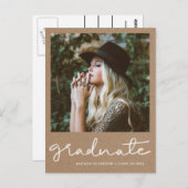 Rustic Kraft Paper Graduparty slaat de datum op Briefkaart (Voorkant / Achterkant)