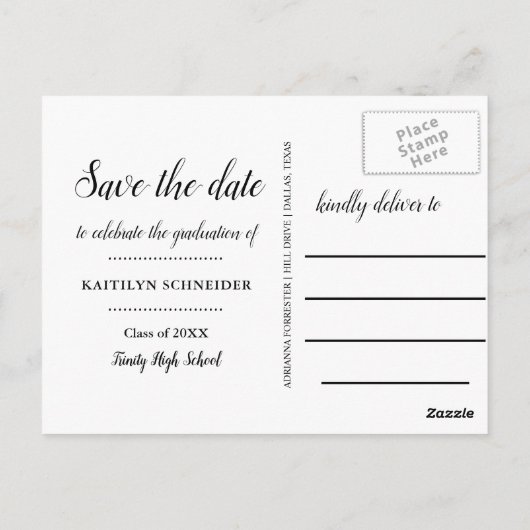 Rustic Kraft Paper Graduparty slaat de datum op Briefkaart (Achterkant)