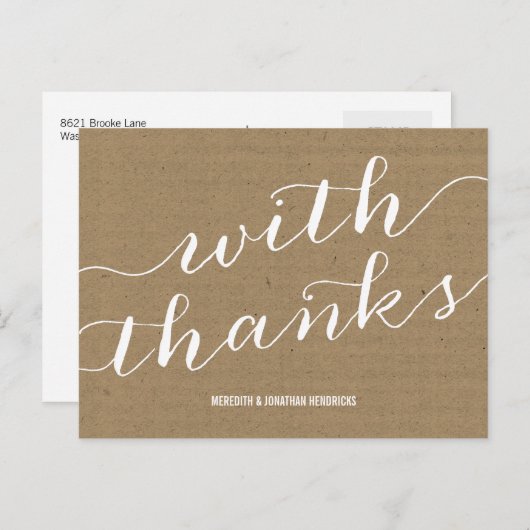 Rustic Kraft Paper Hartelijk dank Briefkaart (Voorkant / Achterkant)