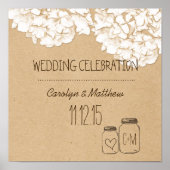 Rustic Kraft Paper Hydrangeas Floral Wedding Poster (Voorkant)