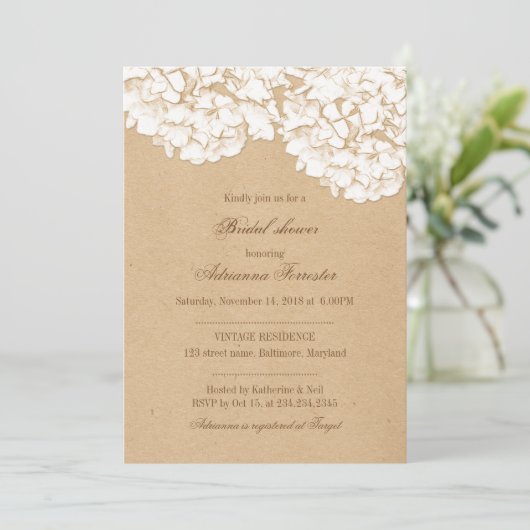 Rustic Kraft Paper Hydrangeas Vrijgezellenfeest Kaart (Staand voorkant)