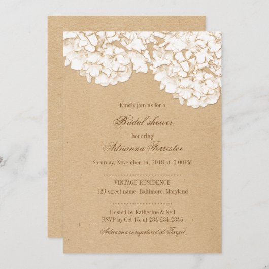 Rustic Kraft Paper Hydrangeas Vrijgezellenfeest Kaart (Voorkant / Achterkant)