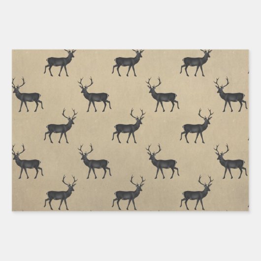 Rustic Kraft Paper | Kerstdendeer Antler (Voorkant 3)