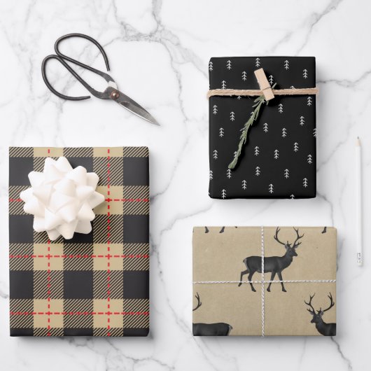 Rustic Kraft Paper | Kerstdendeer Antler (Voorkant)