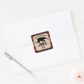 Rustic Kraft Paper Kijk Buffalo met Beer Vierkante Sticker (Envelop)