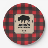 Rustic Kraft Paper Kijk Buffalo met Bison Papieren Bordje (Voorkant)