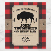 Rustic Kraft Paper Kijk Buffalo met Bison Wijn Etiket (Enkel label)