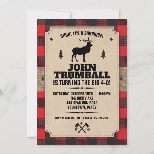 Rustic Kraft Paper Kijk Buffalo met Elk Kaart (Voorkant)