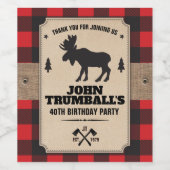 Rustic Kraft Paper Kijk Buffalo met Moose Wijn Etiket (Enkel label)