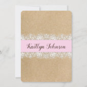Rustic Kraft Paper Lace Pink Baby shower Kaart (Achterkant)