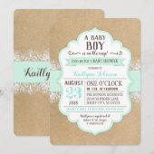 Rustic Kraft Paper Lace Zee Foam Baby shower Kaart (Voorkant / Achterkant)