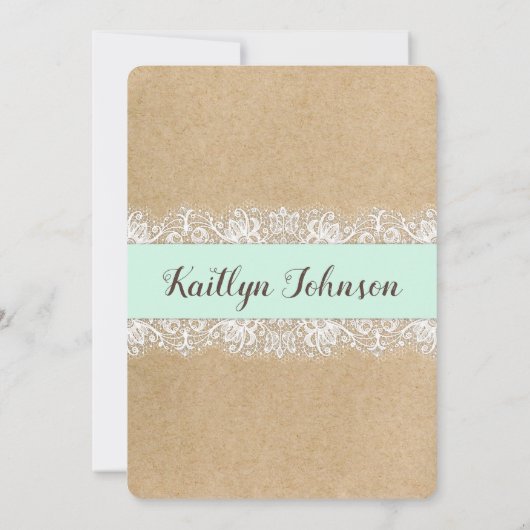 Rustic Kraft Paper Lace Zee Foam Baby shower Kaart (Achterkant)