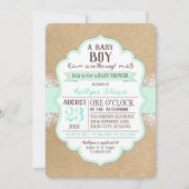 Rustic Kraft Paper Lace Zee Foam Baby shower Kaart (Voorkant)
