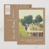 Rustic Kraft Paper Liefde en Bedankt Script Foto Briefkaart (Voorkant / Achterkant)