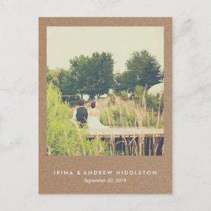 Rustic Kraft Paper Love and Bedankt Script Photo Briefkaart