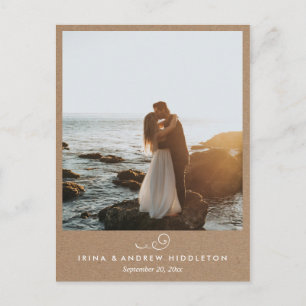 Rustic Kraft Paper Love and Bedankt Weduwfoto Briefkaart
